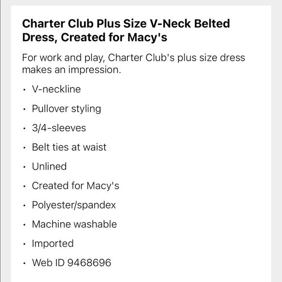 🆕Charter Club Belted Dress - Picture 4 of 4